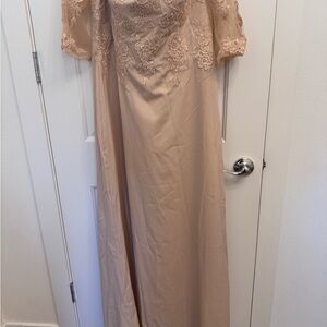 Amazon Elegant Long Sleeve Lace Dress in Light Pink